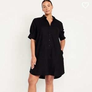 Old Navy Linen-Blend Shirt Dress Size L Blackjack NWT